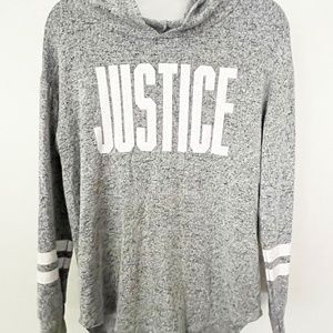 Justice Hooded Sweatshirt Long Sleeve Pullover with Glitter Logo Size 10